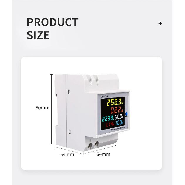 Din Rail AC Monitor 6IN1 110V 220V 380V 100A Voltage Current Power Factor Active KWH Electric Energy Frequency Meter VOLT AMP