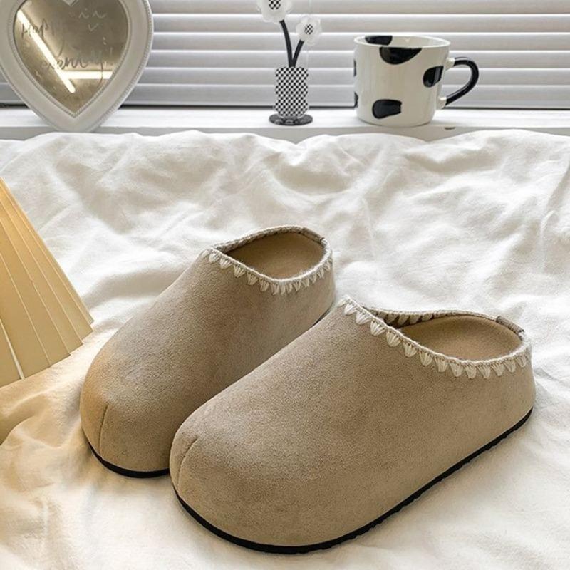 Retro Lace Bag Head Slippers Autumn and Winter New Thick-soled Lace Lazy Feeling Increased Lazy Shoes