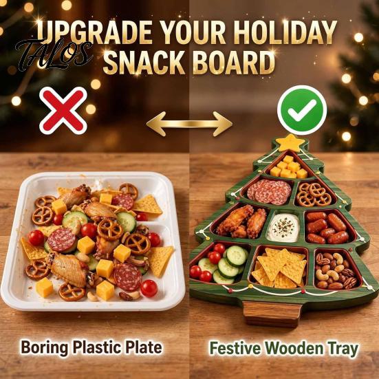 Party Supplies for Home Office Christmas Snack Serving Tray, Divided Holiday Appetizer Platter, Cute Snowman/Tree/Penguin/Cow Shaped Seasonal