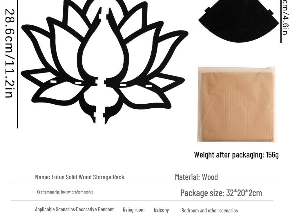 Wooden Lotus Hollow Crystal Storage Shelf - Home Wall Ornament Decoration
