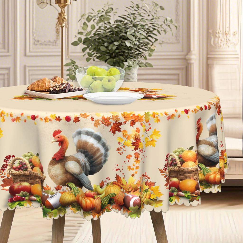 Simple Pastoral Table Cloth, Table Cloth/Coffee Table Cloth, Pumpkin Turkey Fruit Pattern, Household