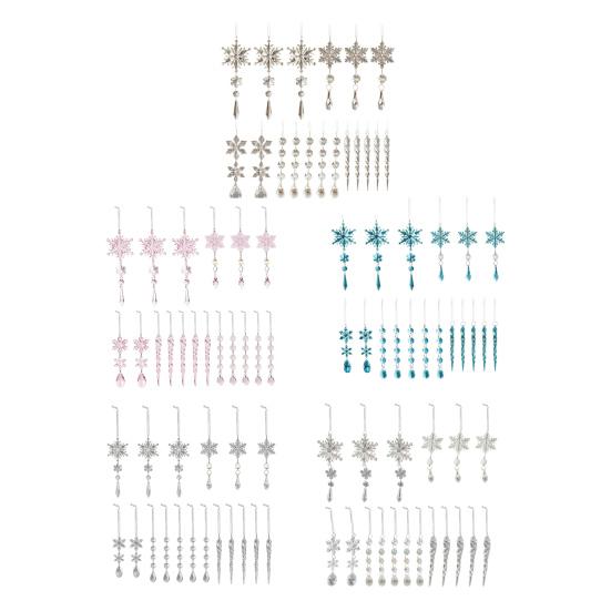 18 Pcs Crystal Christmas Ornaments for Tree Clear Acrylic Snowflake Icicle Hanging Ornaments with Drop Pendants for Winter Wonderland Chandelier