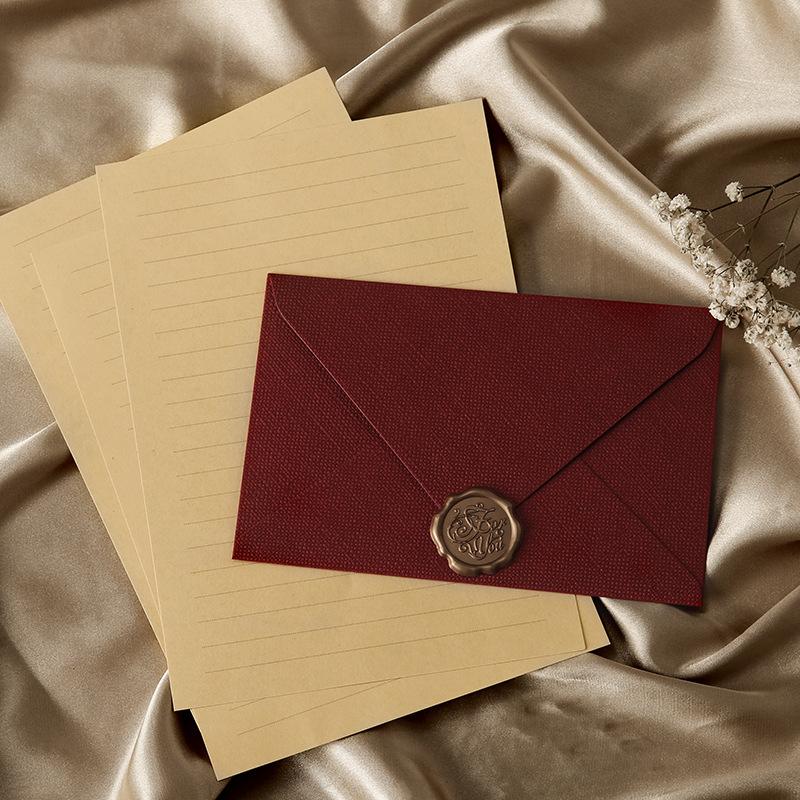 3Set Deluxe Linen Envelope and Letter Set with Wax Seal Perfect for DIY Gifts Wedding Invitations and Office Use