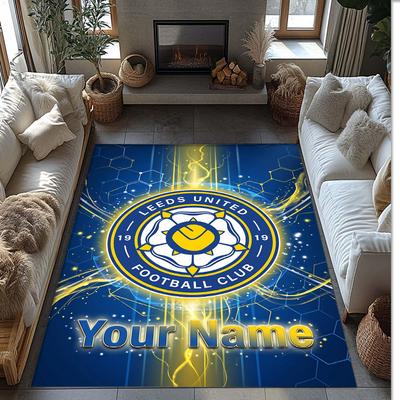 Tapis en Velours Cristal Imprimé Leeds United Tapis en Velours Cristal Antidérapant Pour Canapé Chambre Décoration Intérieure de Maison