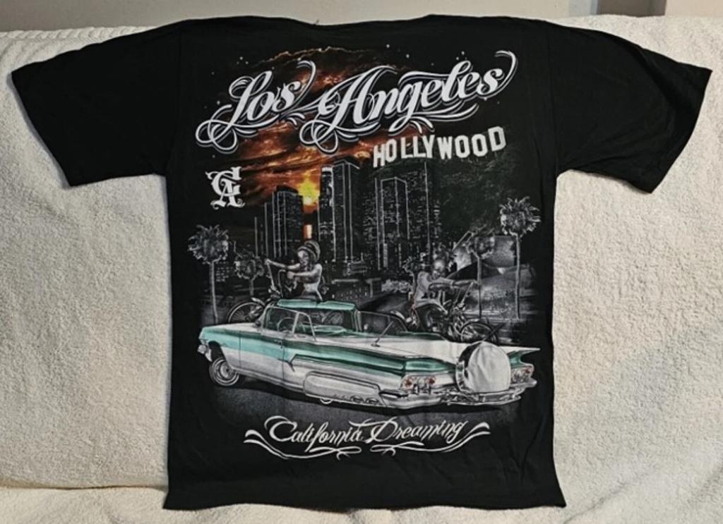 LOWRIDER CAR LOS ANGELES CITY BIKE HOLLYWOOD CALIFORNIA DREAMING T-shirt