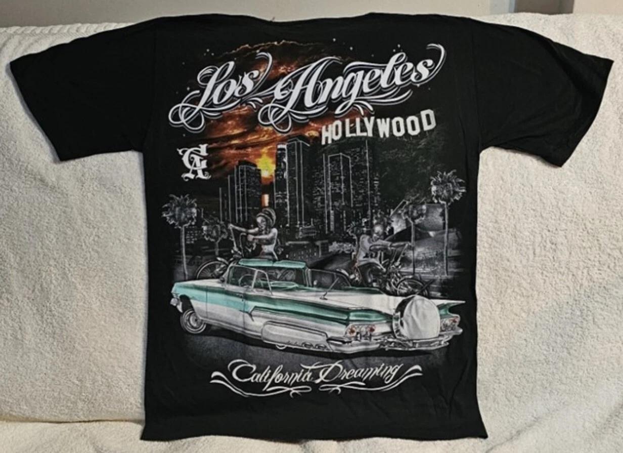 

LOWRIDER CAR LOS ANGELES CITY BIKE HOLLYWOOD CALIFORNIA DREAMING T-shirt M