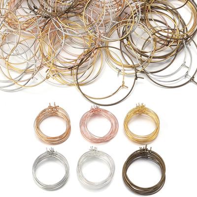 50pcs/lot Big Hoops Circle Earrings Gold Color Round Earring Wire Circle for DIY Dangle Drop Earring Jewelry Making Accessories