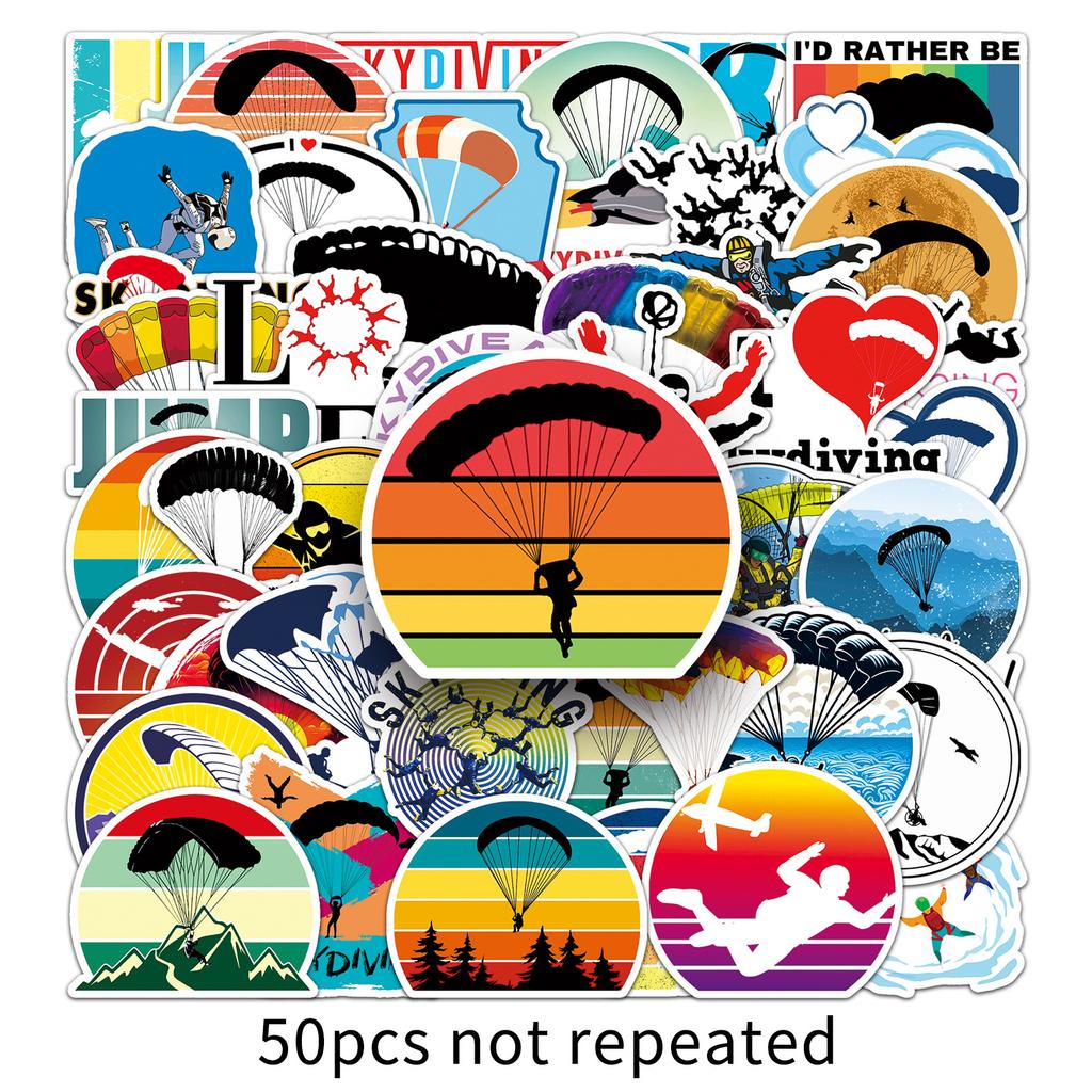 50 Skydiving Graffiti Stickers Personalized Creative Extreme Sports Decoration Mobile Phone Case Suitcase Water Cup Stickers