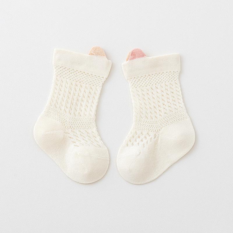 Baby socks 3pairs/pack summer thin baby girl boy medium length anti-mosquito cotton mesh socks boneless loose fat kid socks 0-3Y