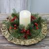 Christmas Candle Rings Table Decoration Christmas Wreath Candle Holder Ring Red Berries Table Centerpieces Candle Wreath