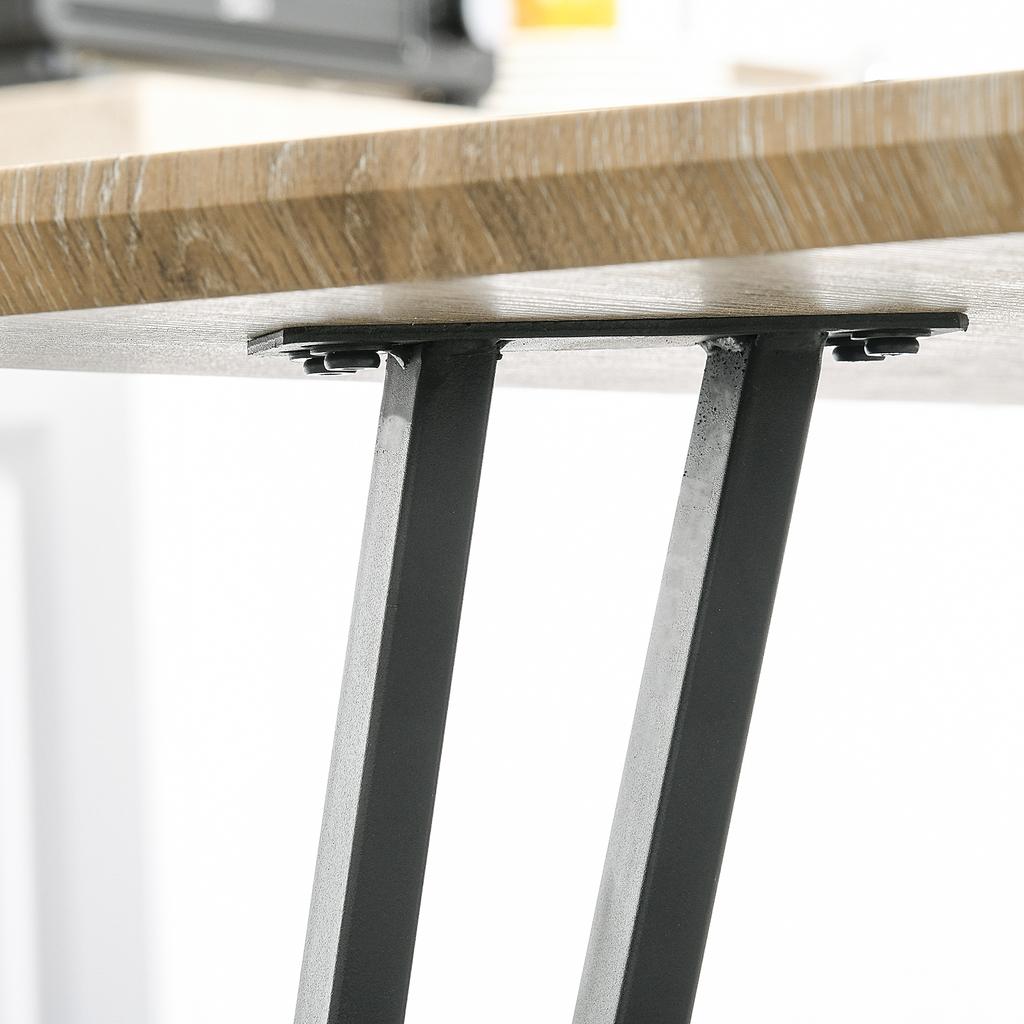 Industrial Design Dining Table Large Top dim. 120L x 60W x 75H cm Black Metal Hairpin Legs MDF Light Oak Look