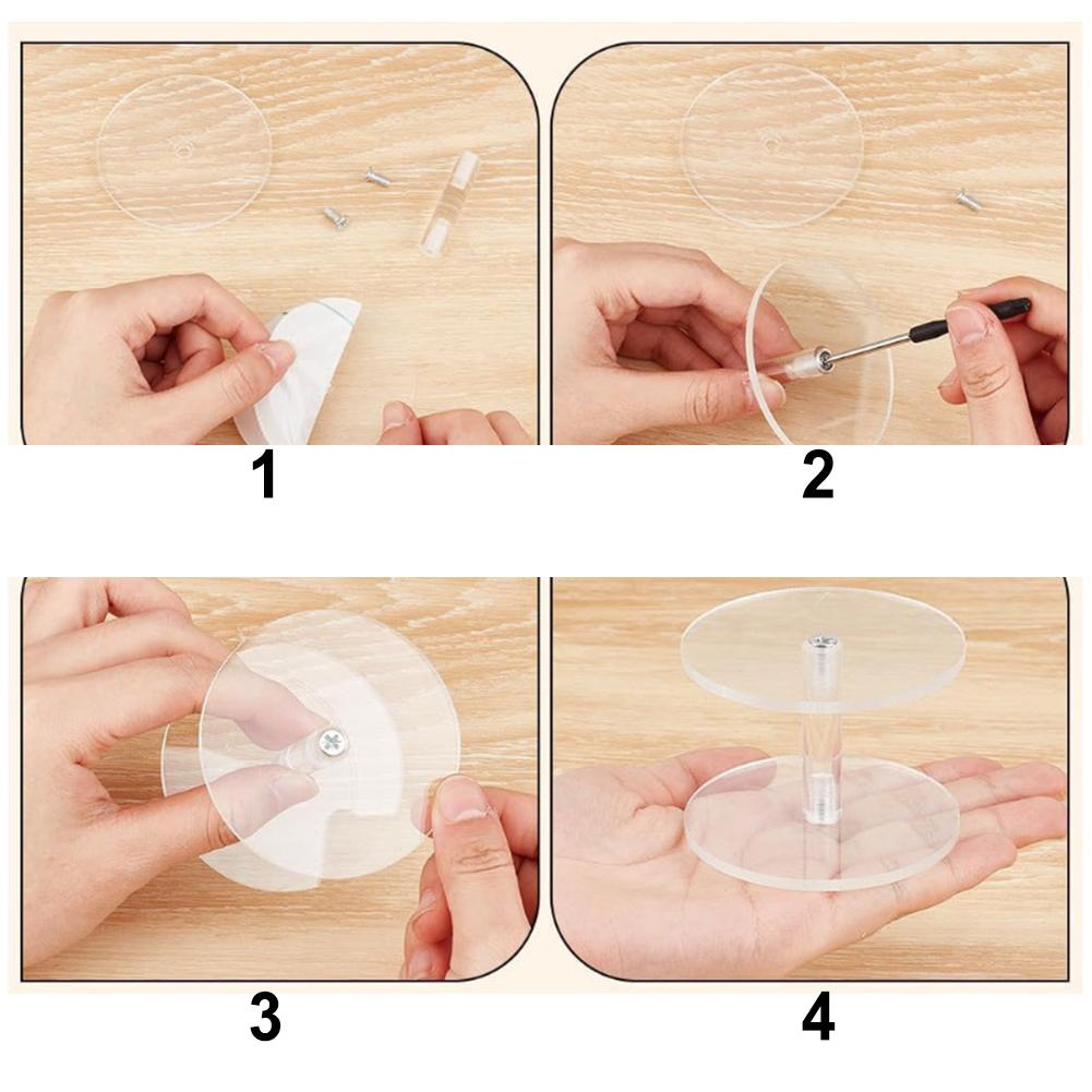 Clear Acrylic Round Display Risers Set Of 3, Multi-Height Stands For Jewelry, Watches, Cupcakes, Retail Showcase