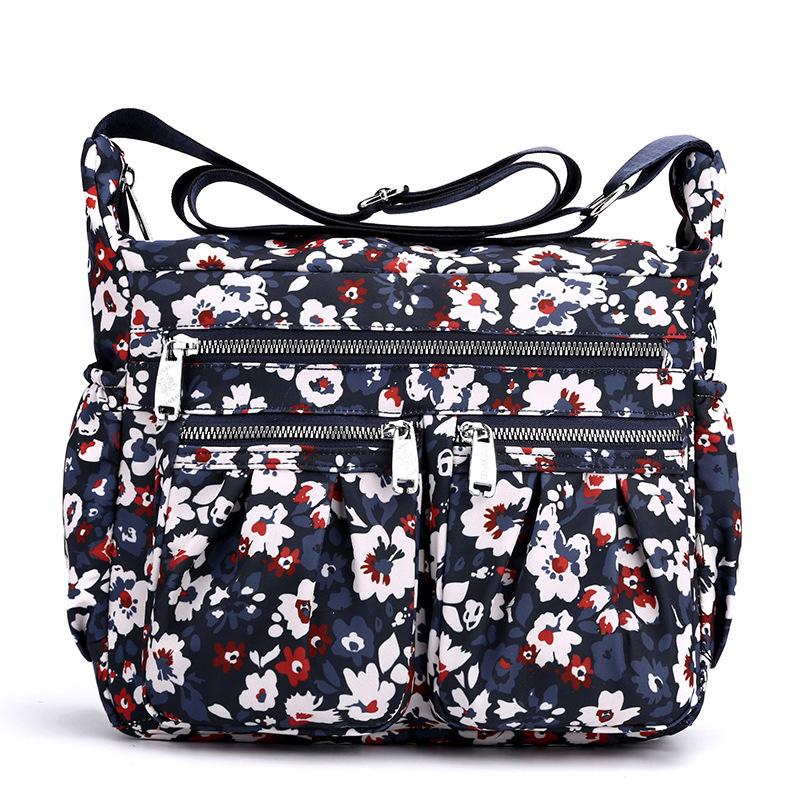 2025 New Printed Nylon Shoulder Bag Multi-pocket Large-capacity Lightweight Waterproof Crossbody Bag and Multi-layered Middle-aged Mother Bag
