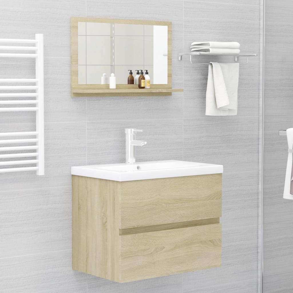 Bathroom Mirror in Sonoma Oak 60 x 10.5 x 37 cm Engineered Wood