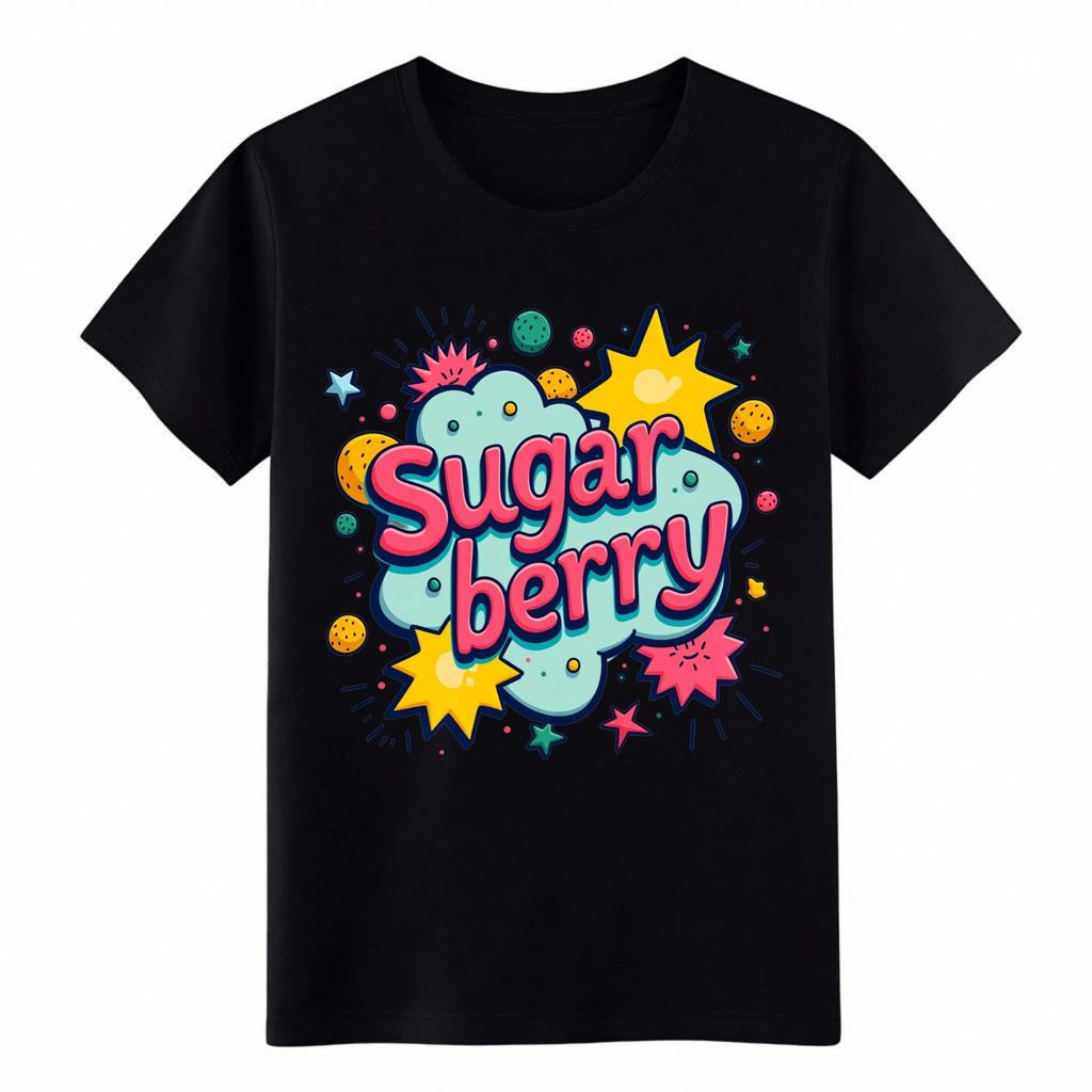 Colorful Sugar Berry Cartoon Burst Casual Graphic T-Shirt for Men Women