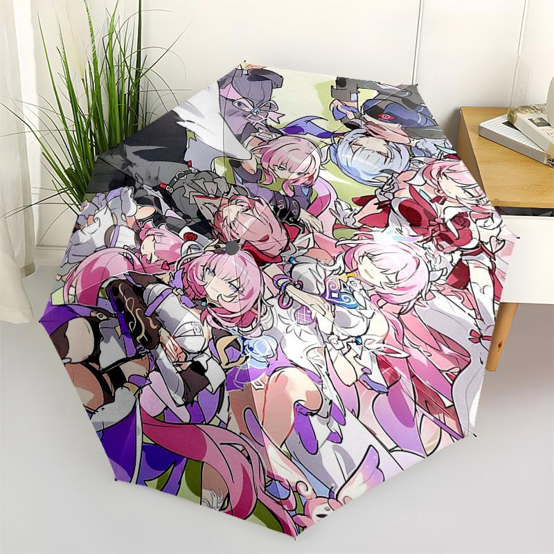 

1pc Outdoor Umbrella with Genshin Impact Characters - Automatic Opening/Closing, Portable 3-Fold Design, 8-Bone Iron Frame - Perfect Gift for Fan