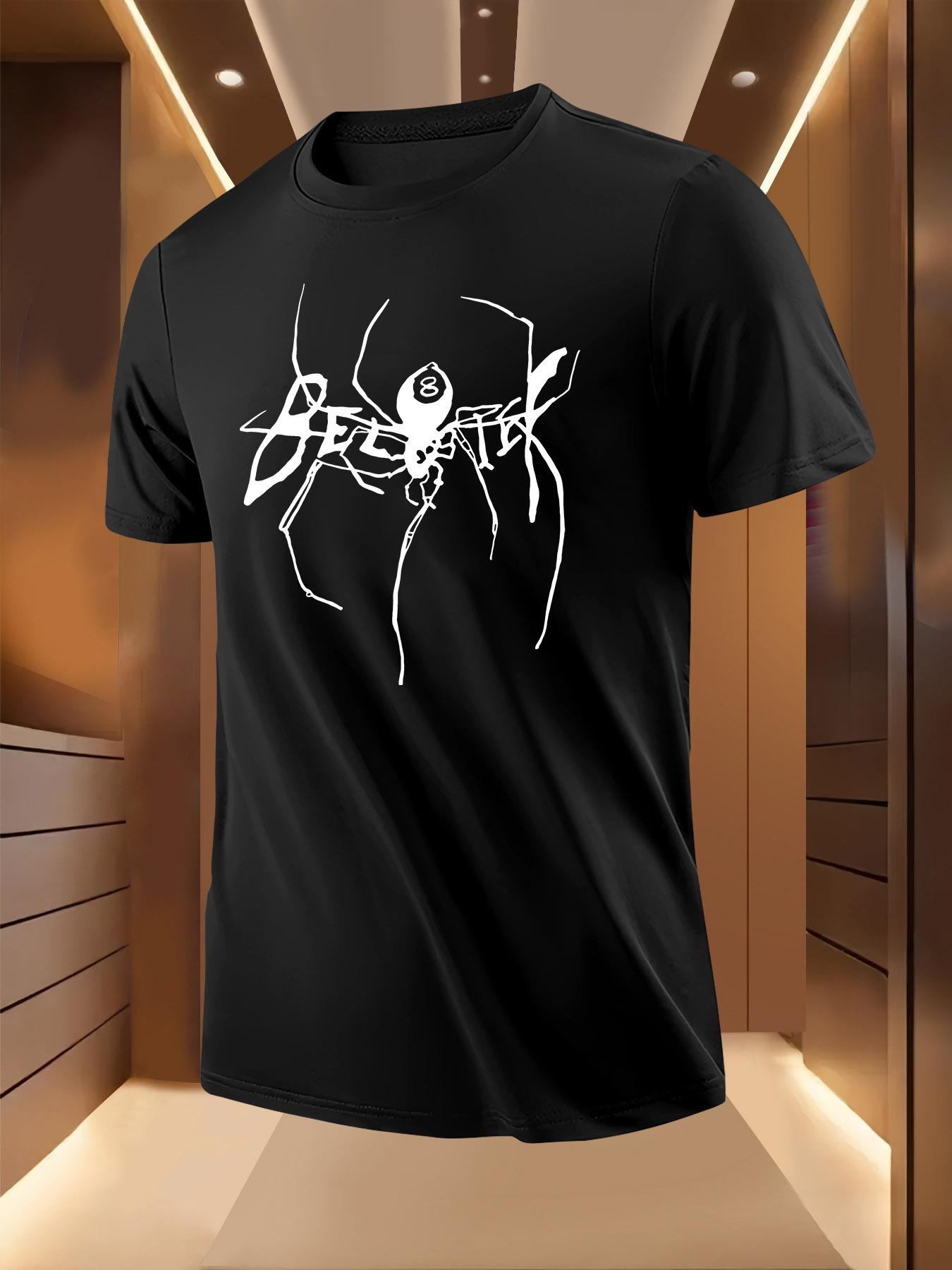 Graphic Spider Print Tshirt - Breathable Lightweight Poly... XXXL