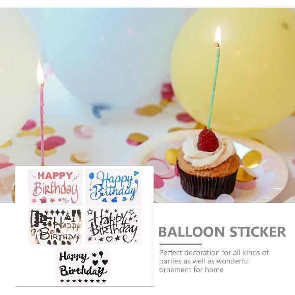 Birthday Sticker for Hippy Letter Ballon Letters (Random Color) 5pcs Stickers Happy Birthday Party Supplies Decals Paster Balloon