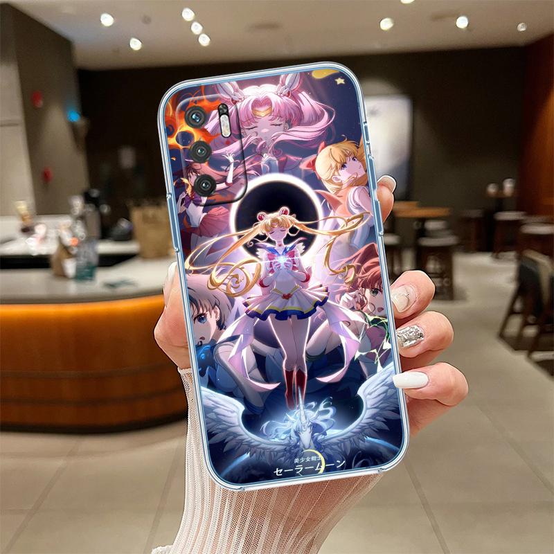 UP44 S-Sailors M-Moon Transparent Phone Case for Motorola Moto G7 G8 G9 G84 G85 G73 G24 G15 Z2 Play Power Plus