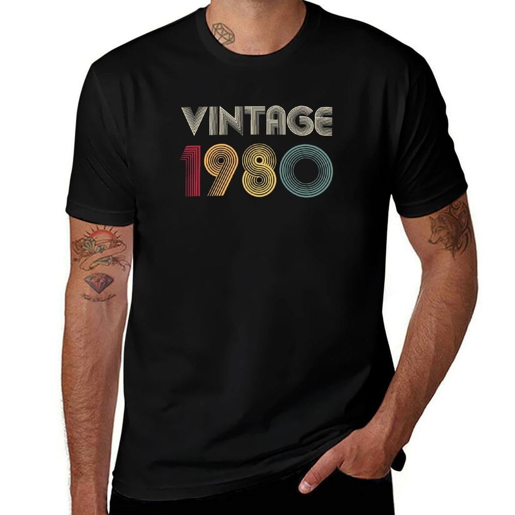 1980 Birthday Gift Vintage 1980 Retro Look T-Shirt T Shirt Men 100% Cotton Luxury Brand Funny T Shirts Man T-Shirt