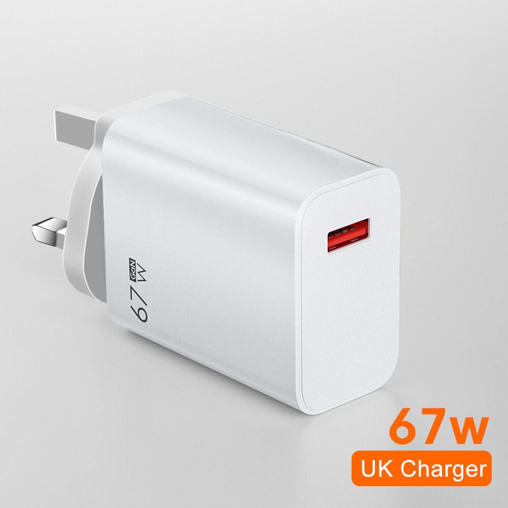 67w USB Super Fast Charger Power Adapter 6A Type-C Cable Quick Charge EU US UK Plug For Xiaomi Samsung  Fcp Oppo Vooc