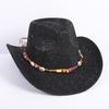 Popular European and American Classic Western Denim Straw Hat, Men's and Women's Fashion Outdoor Sunscreen Sequined Straw Hat
