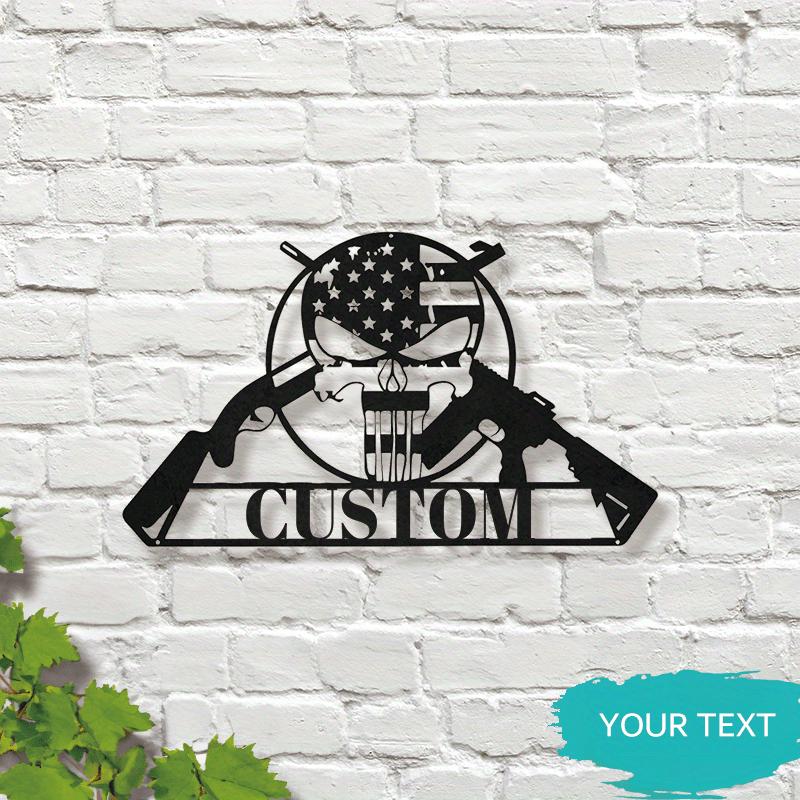 

Metal Skull Gun Wall Art Decor Indoor Outdoor Home Garden Sculpture Gift
