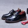 Round Head Thick-soled Loafers Cowhide Pearl Franc Polished Business Dress British Casual Shoes