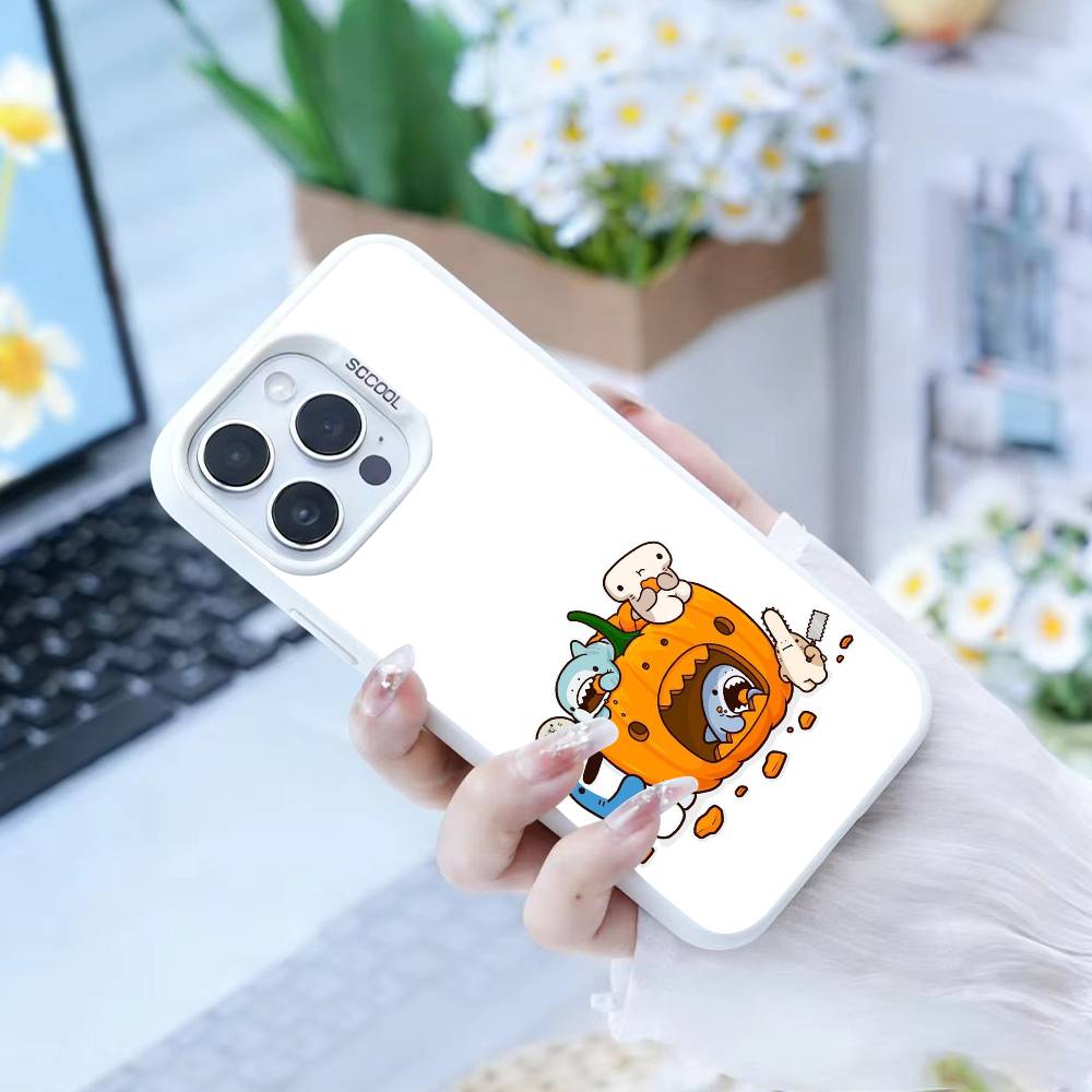 D-Cute Shark Phone Case For IPhone 16 17 15 14 12 13 Pro Max Black Color Shockproof Cover
