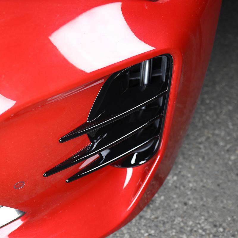 For Kia Stinger 2018- 2PCS Auto Black Front Fog Lamp Air Outlet Cover Trim Exterior Styling Decoration Accessories LHD/RHD