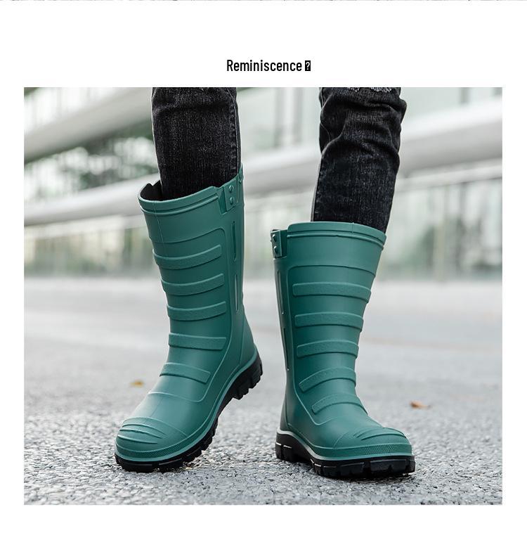 Men's Waterproof Non-Slip High-Top Rubber Rain Boots for Fishing and Car Wash