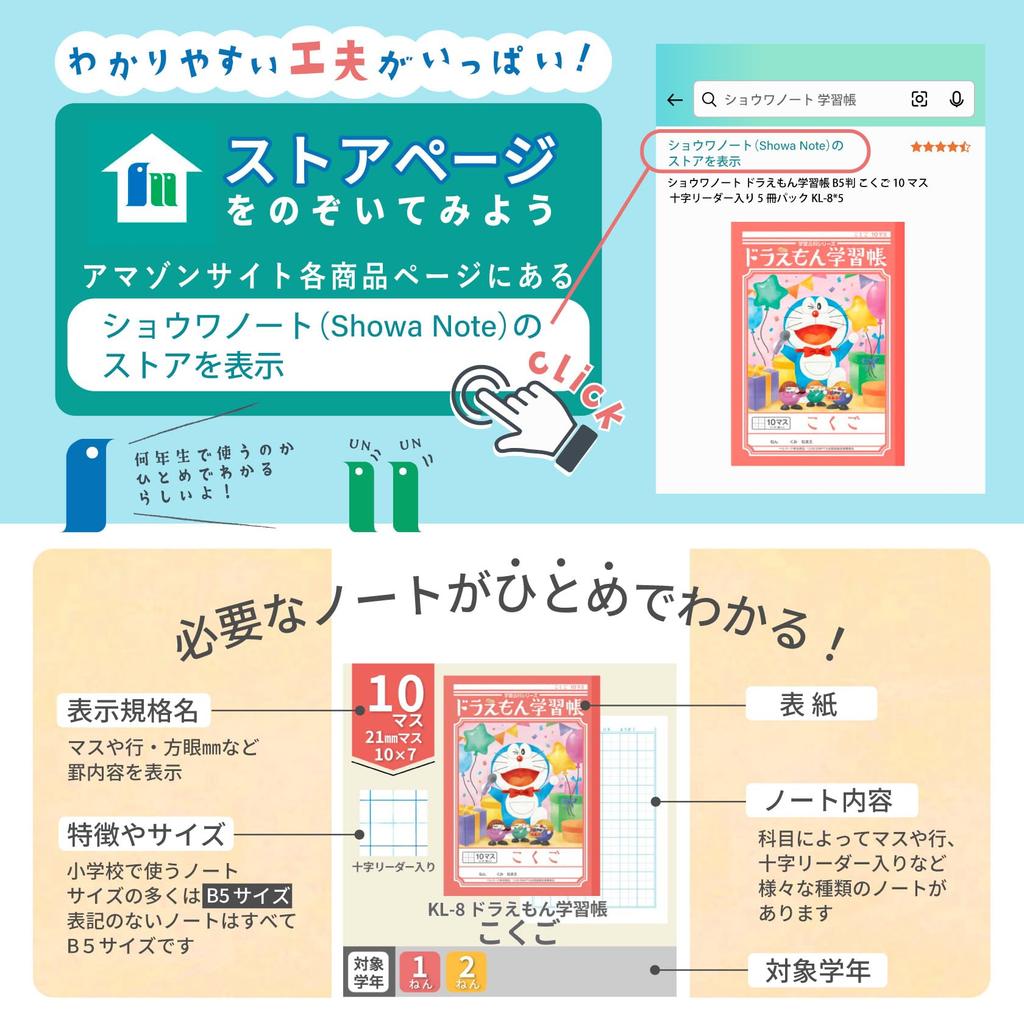 Showa Note Doraemon Study B5 Blank Notebook, Size, White, 5-Pack KL-725