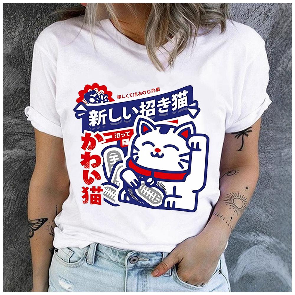 Unisex 100% Polyester Loose round Neck T-Shirt Casual Short Sleeve Fashion Top for Summer - Cat Lovers Design
