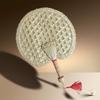 Fashion Hand Woven Wheat Straw Fan Exquisite Rustic Chinese Portable Vintage Handheld Fan For Summer Cooling