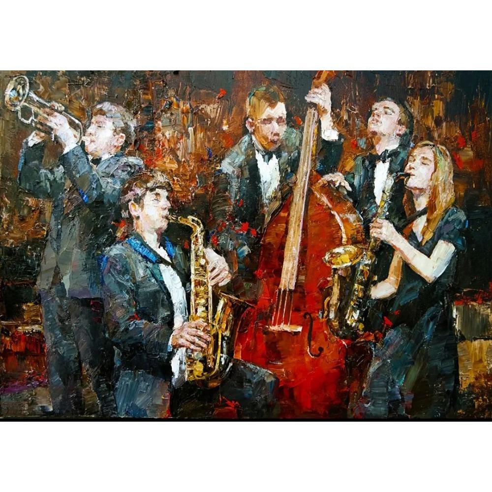 Abstrakte Vintage Musikposter Öl Jazz Saxophon Violine Gitarre Klavier Poster Leinwanddruck Wandkunst Poster Wohnzimmerdekor