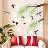 Fresh And Elegant Green Plants, Trees, And Swallows - Decorative Wall Stickers For Bedrooms, Living Rooms, And Entryways.