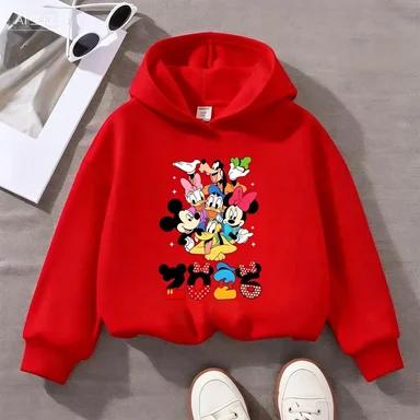 Cartoon Mickey And Friends Portrait Print Kids Hooded Pullover,2026 Front Decor Design,Cozy Warm Hoodie, Daily Casual Top For Indoor And Outdoor Trips