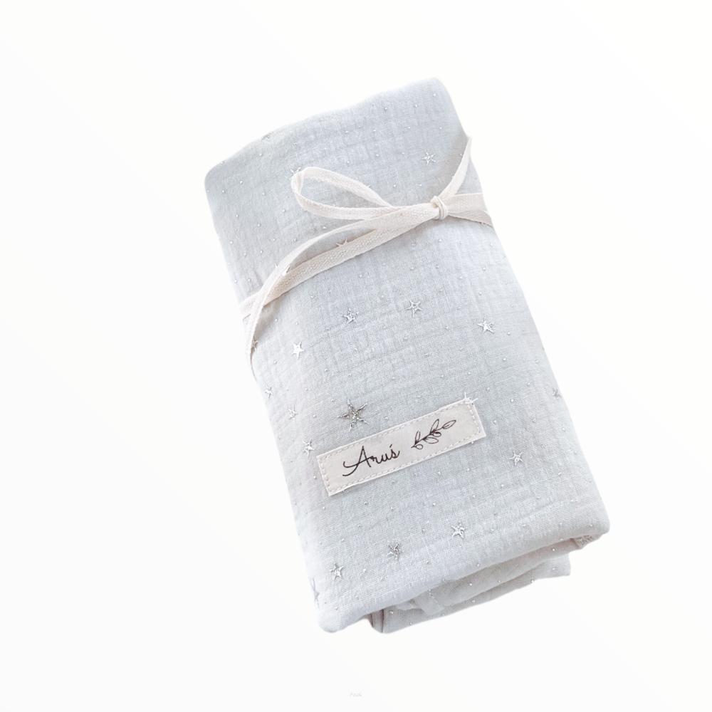Muslin Swaddle Wrap 80x80cm Double Gauze (Ash Stars)