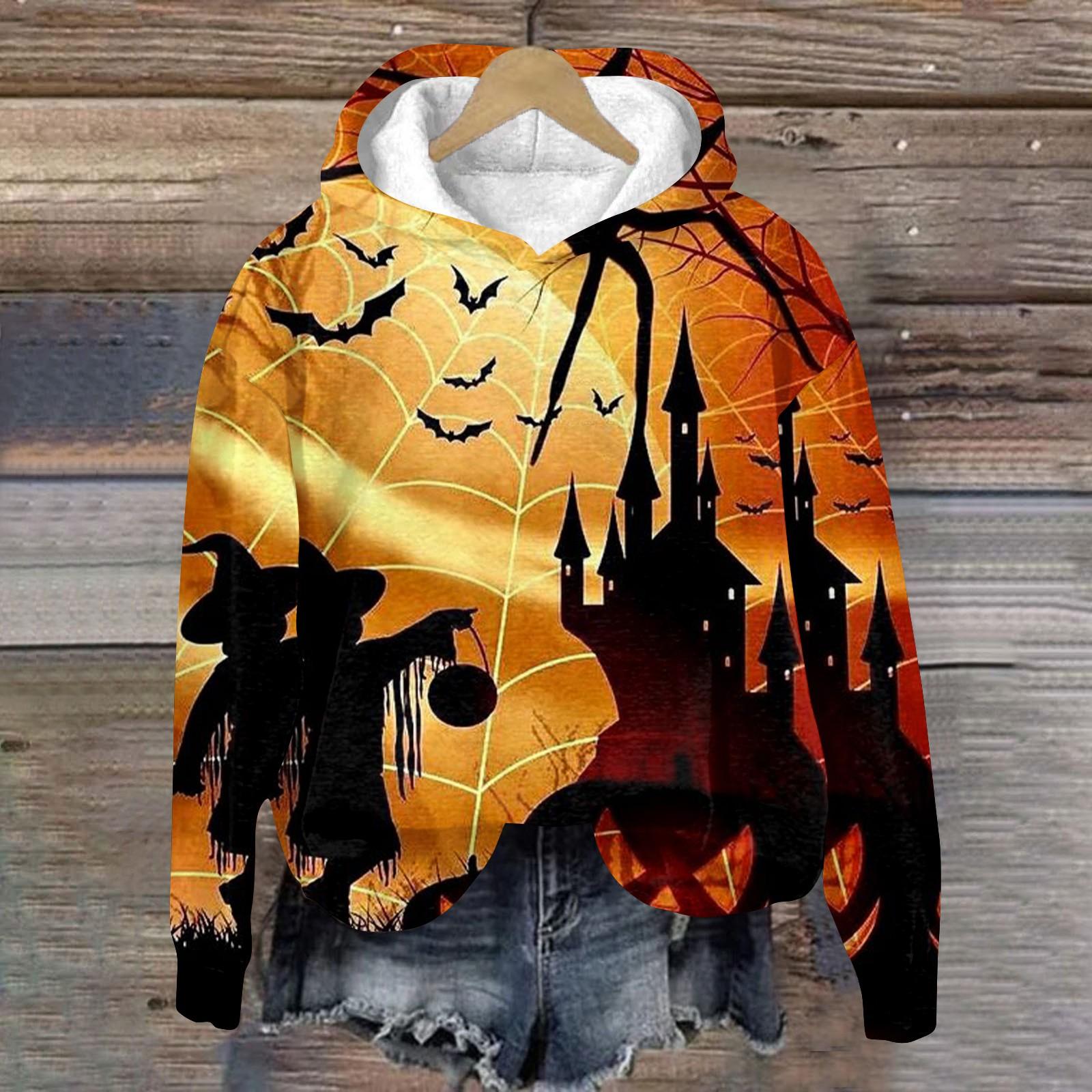 

Топ Хэллоуин Печатный Топ Печатный Топ Осенний Обычный Топ Женский Печатный Топ XL жёлтый