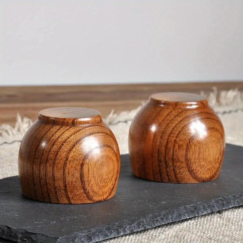 1 Stück Klassische Mini-Teetasse Umweltschutz Massivholzbecher Kleiner Holzbecher Textur Retro Teetasse