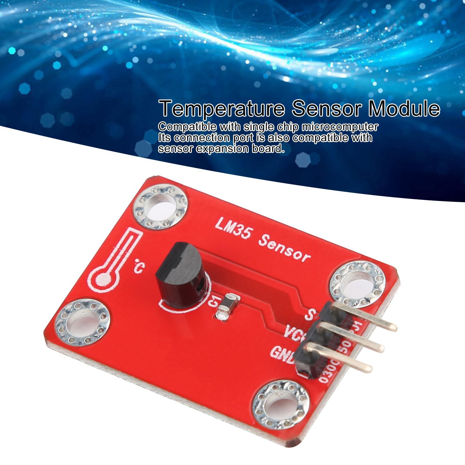 Module Capteur de Température LM35, Sortie Analogique 3.3V-5VDC avec 4 Trous de Positionnement, Compatible pour Microcontrôleurs et Cartes d'Extension de Capteurs