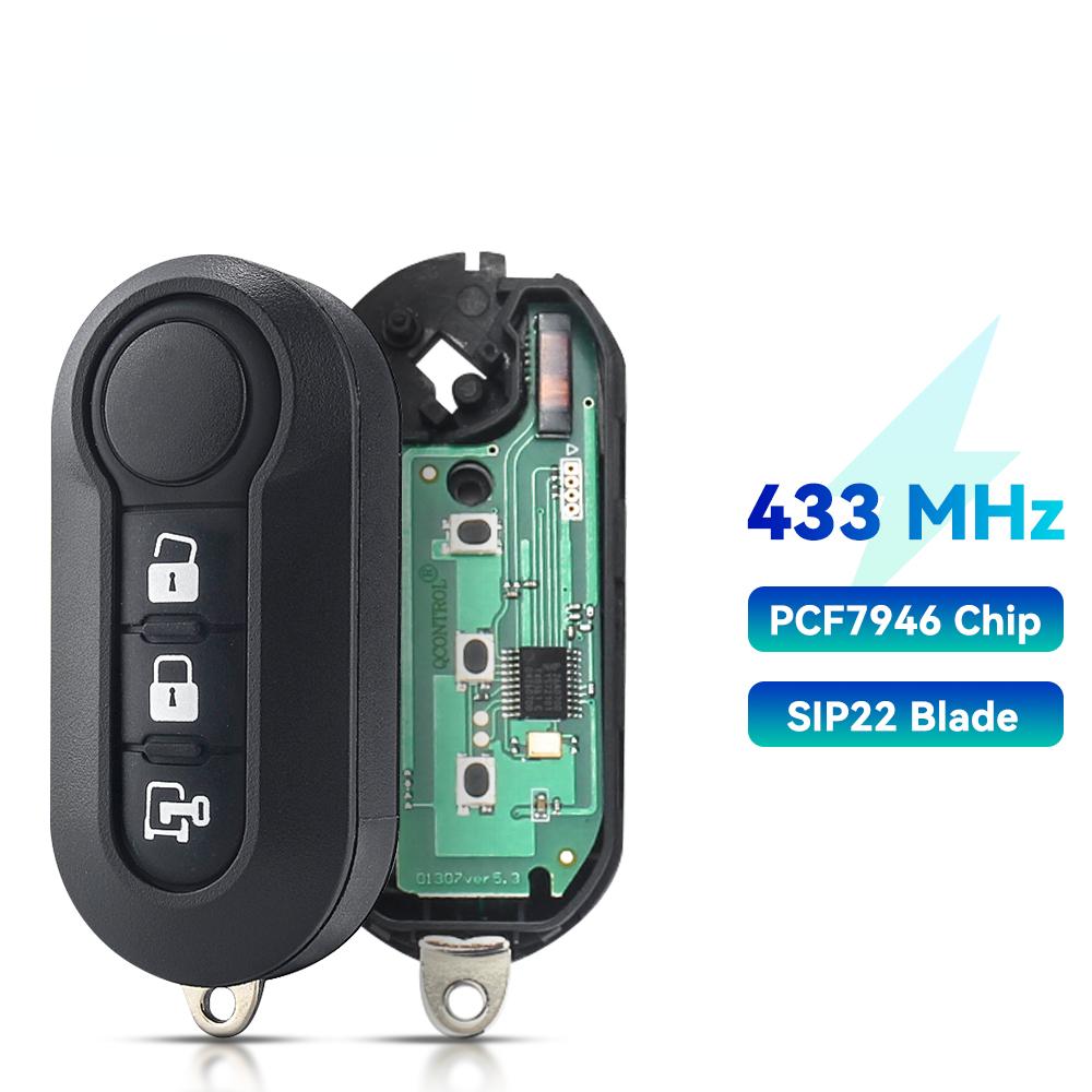 KEYYOU Delphi & Marelli Car Remote Key For Fiat MPV Bravo Ducato 500 Doblo Qubo Grande Punto 433Mhz ID46 PCF7946 Chip