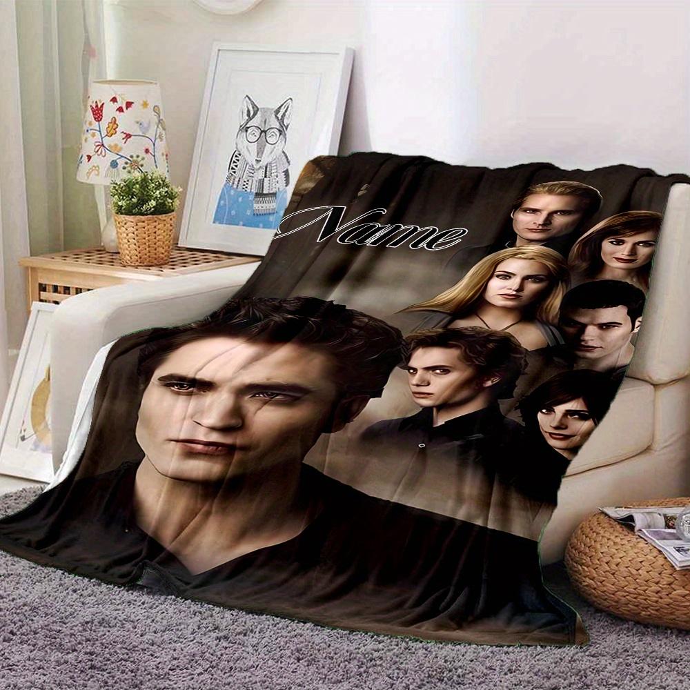 Twilight Saga Characters And Mystic Forest Flannel Blanket With Customizable Name Soft And Comfortable Shawl Blanket For All Seasons Suitable For Home