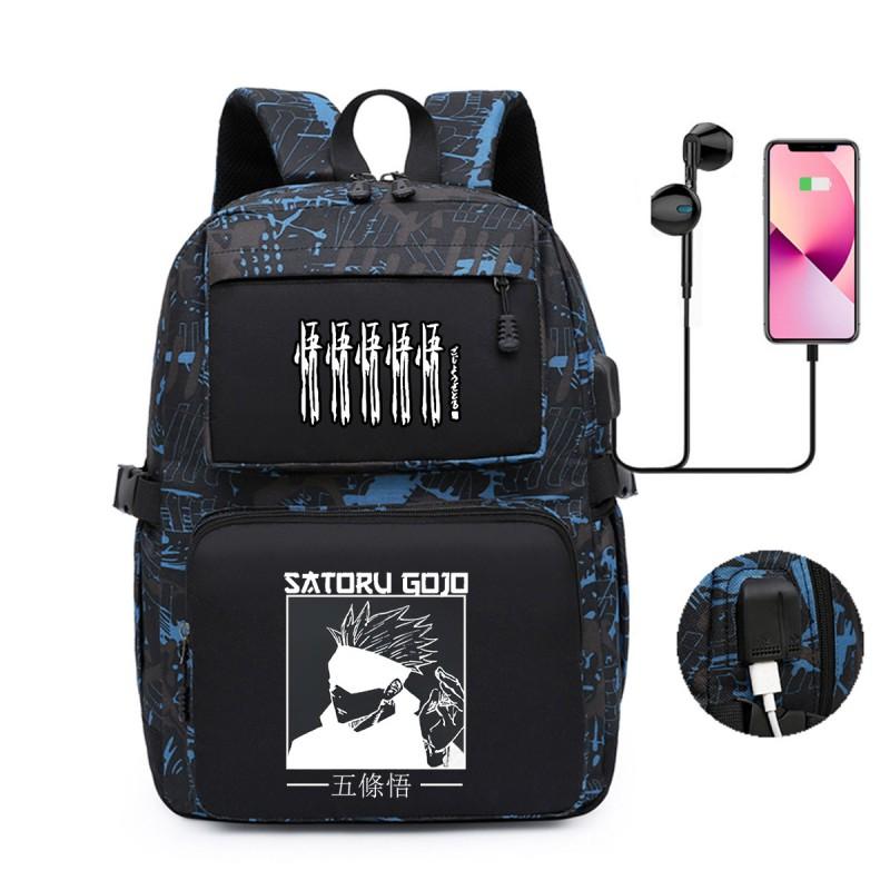Anime Printed Canvas Backpack Teens Students 13-inch Laptop School Bag Streetwear Style Unisex