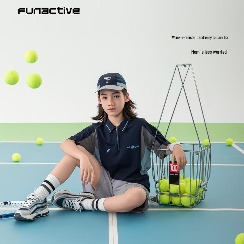 FUN ACTIVE Kids Color-Block Quick-Dry Polo T-Shirt