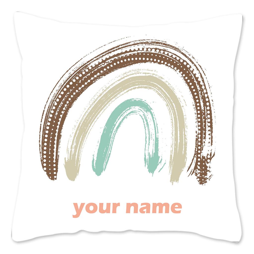 Rainbow Print Custom Cushion Cover Adult Children Personalized Name Customize Pillowcase Home Housewarming Birthday Gifts