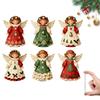 6/12/24PCS 2D Retro Christmas Angel Handmade Christmas Pendant - With Flowers And Star Patterns, Perfect Christmas Decorations