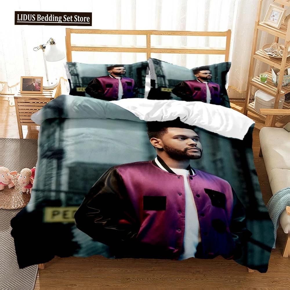 Die Weeknd Mode Popstar 3D Gedruckte Bettwäsche Queen Bettwäsche-Set King-Size Bettwäsche-Set Weiche Bettbezug