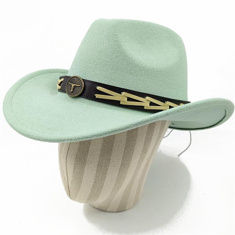 Dark purple Cowboy Hat New Jazz Knight hat cowboy hat monochrome felt hat men's and women's large brim outdoor hat