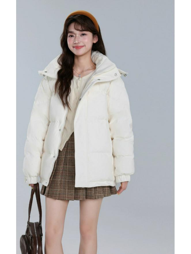 

2025 Женская и мужская оверсайз пуховая куртка-хлеб - Зимнее пальто, вдохновленное Центральной академией драмы M (57-65 kg) белый